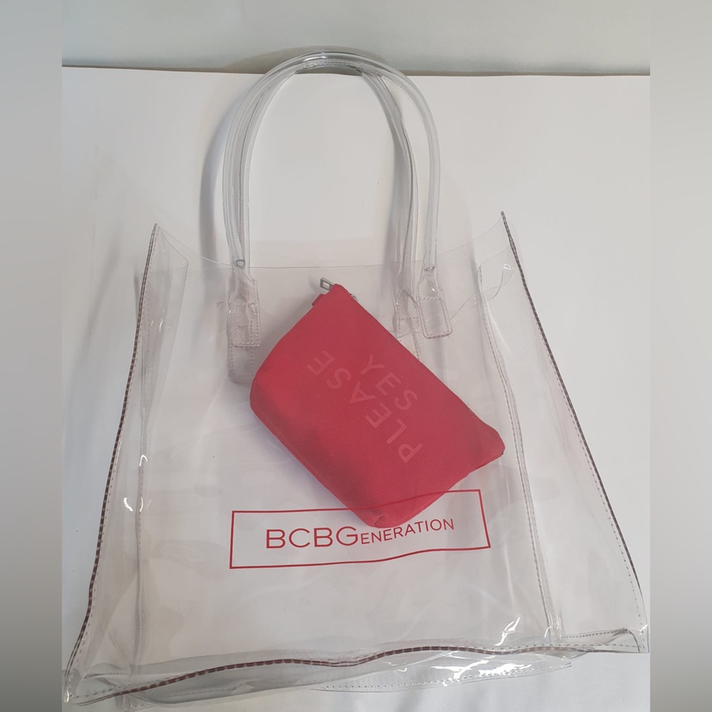 Bcbgeneration Transparent Tote With Red Pouch - image 5